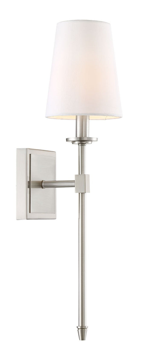 Kira Home Torche 20" Wall Sconce/Wall Light + Linen Shade, Brushed Nickel Finish