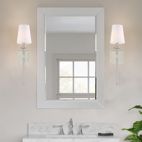 Kira Home Torche 20" Wall Sconce/Wall Light + Linen Shade, Brushed Nickel Finish