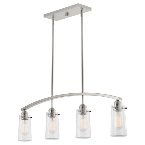 Kira Home Rayne 33" 4-Light Modern Farmhouse Arched Island Light, Seeded Glass Shades + Brushed Nickel Finish