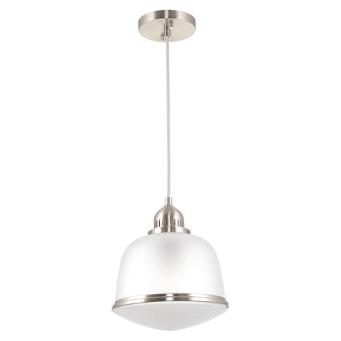Kira Home Alina 12" Traditional Pendant Light + Frosted Schoolhouse Shade, Adjustable Height, Brushed Nickel Finish