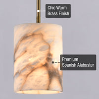 Valencia 8" Spanish Alabaster Pendant Light, Cool Brass Finish