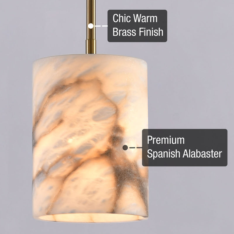 Valencia – Spanish Alabaster Pendant Light in Brushed Brass