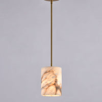 Valencia 8" Spanish Alabaster Pendant Light, Cool Brass Finish