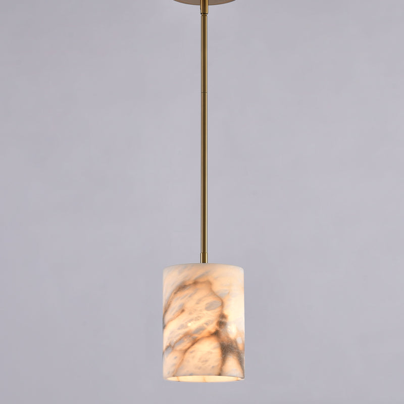 Valencia 8" Spanish Alabaster Pendant Light, Cool Brass Finish