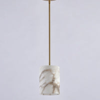 Valencia 8" Spanish Alabaster Pendant Light, Cool Brass Finish