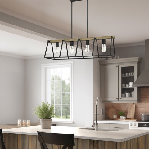 Ashley Harbour Lighting Houston 34" Modern Farmhouse 4-Light Linear Island Light Chandelier