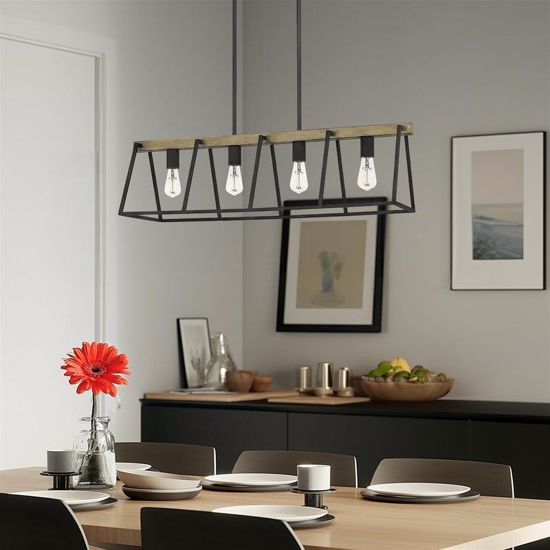 Ashley Harbour Lighting Houston 34" Modern Farmhouse 4-Light Linear Island Light Chandelier