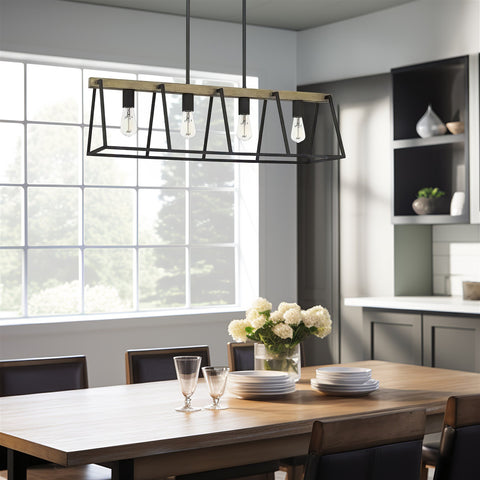 Ashley Harbour Lighting Houston 34" Modern Farmhouse 4-Light Linear Island Light Chandelier