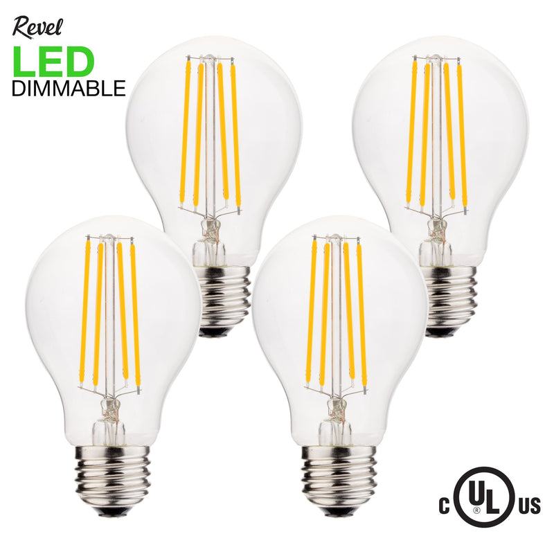 6W Dimmable LED (60W eq.) Classic Style Edison Bulbs, 2700K Warm White, 4 Pack