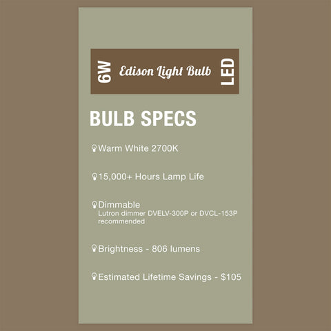 6W Dimmable LED (60W eq.) Bulb, 2700K Warm White