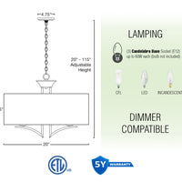 Alondra 20" Modern 3-Light Drum Chandelier