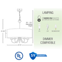 Quinn 22" Traditional 5-Light Hanging Chandelier