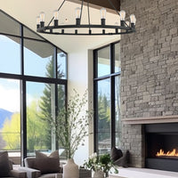 Homestead 50" 16-Light Large Industrial Rustic Farmhouse Wagon Wheel Kitchen Island Chandelier