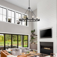 Homestead 50" 16-Light Large Industrial Rustic Farmhouse Wagon Wheel Kitchen Island Chandelier