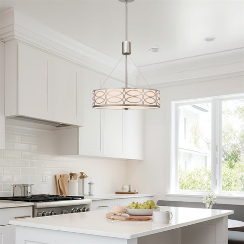 Sienna 19" 3-Light Metal Drum Chandelier