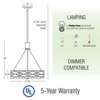 Sienna 19" 3-Light Metal Drum Chandelier