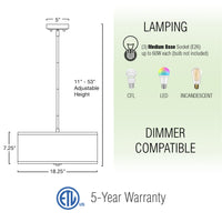 Nolan 18" Classic 3-Light Drum Pendant Chandelier
