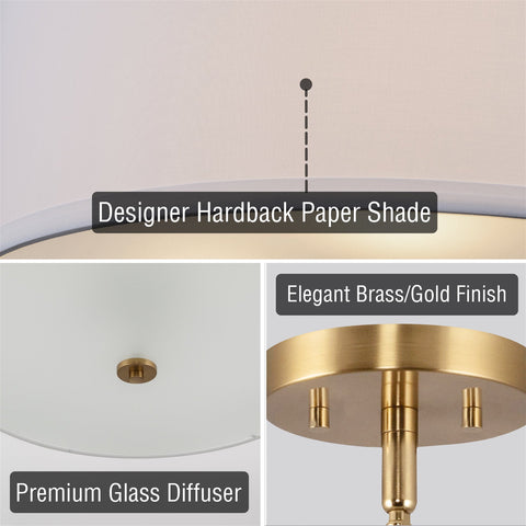 Nolan 18" Classic 3-Light Drum Pendant Chandelier