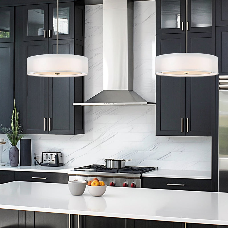 Lindos 20" Modern 3-Light Double Drum Chandelier