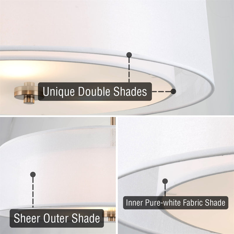 Lindos 20" Modern 3-Light Double Drum Chandelier