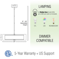 Lindos 20" Modern 3-Light Double Drum Chandelier