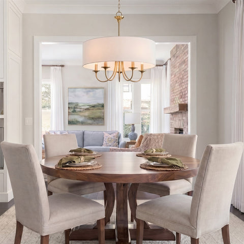 Kira Home Quinn 22" Large Modern 5-Light Drum Chandelier for Kitchen Island