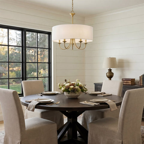 Kira Home Quinn 22" Large Modern 5-Light Drum Chandelier for Kitchen Island
