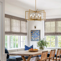 Kira Home Glam 27" 8-Light Large Modern Geometric Chandelier, Cool Brass Finish