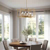 Kira Home Glam 27" 8-Light Large Modern Geometric Chandelier, Cool Brass Finish