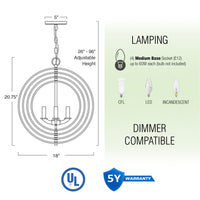 Orbits 21" 4-Light Modern Sphere/Orb Chandelier