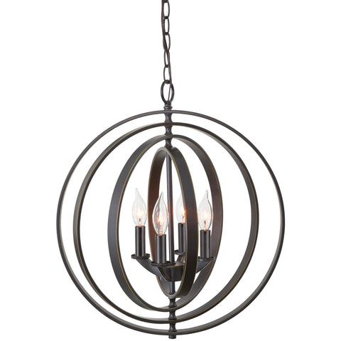 Orbits 21" 4-Light Modern Farmhouse Orb/Globe Pendant Chandelier