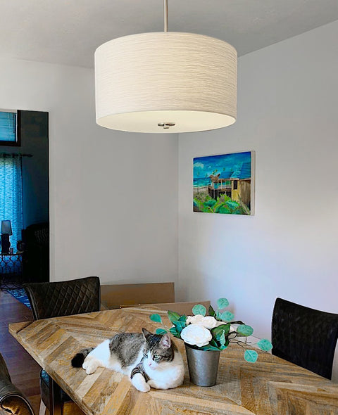 Pearl 18" Modern 3-Light Large Drum Pendant Chandelier