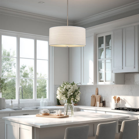 Pearl 18" Modern 3-Light Large Drum Pendant Chandelier