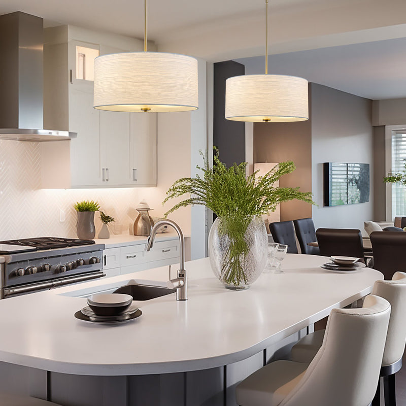 Pearl 18" Modern 3-Light Large Drum Pendant Chandelier