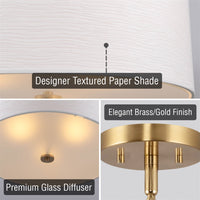 Pearl 18" Modern 3-Light Large Drum Pendant Chandelier