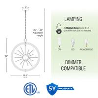 Solaris 22" 6-Light Modern Orb/Globe Sputnik Starburst Chandelier