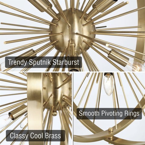 Solaris 31" 8-Light Modern Orb/Globe Sputnik Starburst Chandelier