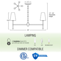 Kira Home Torche 30" 5-Light Modern Chandelier for Dining Room, Cool Brass