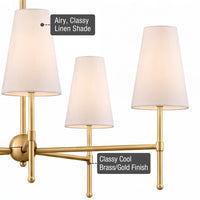 Kira Home Torche 30" 5-Light Modern Chandelier for Dining Room, Cool Brass