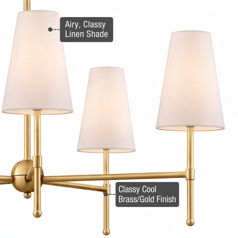 Kira Home Torche 30" 5-Light Modern Chandelier for Dining Room, Cool Brass