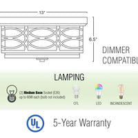 Sienna 13" Modern 2-Light Flush Mount Ceiling Light