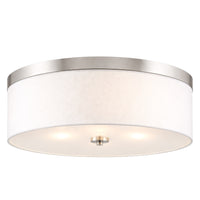 Kira Home Walker 20" Modern Drum Flush Mount Ceiling Light, White Fabric Shade with Frosted Glass Diffuser, 3-Light Large Close to Ceiling Fixture, Brushed Nickel Finish