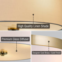 Walker 20" Large Mid-Century Modern 3-Light Flush Mount Ceiling Light