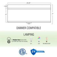 Walker 20" Large Mid-Century Modern 3-Light Flush Mount Ceiling Light
