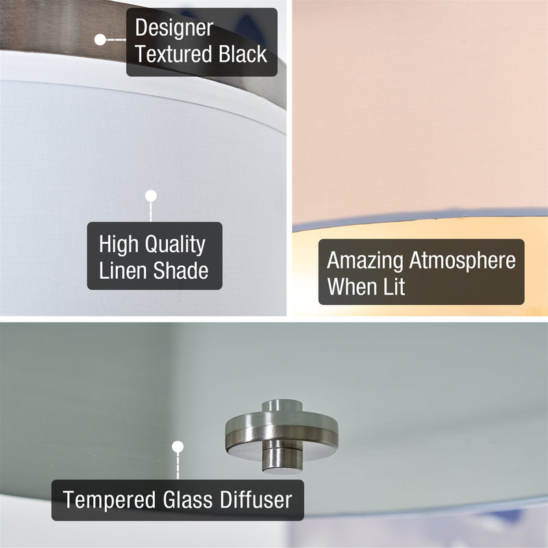 Walker 20" Large Mid-Century Modern 3-Light Flush Mount Ceiling Light