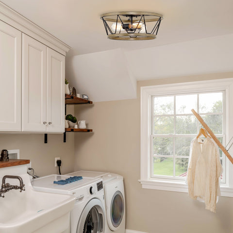 Sterling 17" 3-Light Modern Farmhouse Flush Mount Ceiling Light