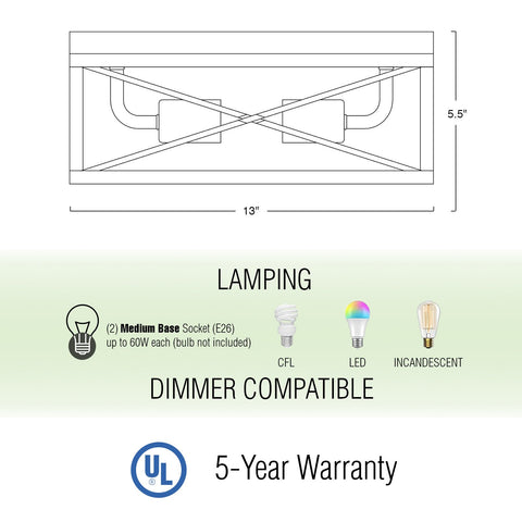 Colton 13" 2-Light Modern Farmhouse Flush Mount Ceiling Light