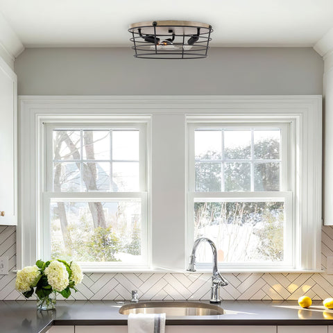 Presley 13" 3-Light Modern Farmhouse Flush Mount Ceiling Light