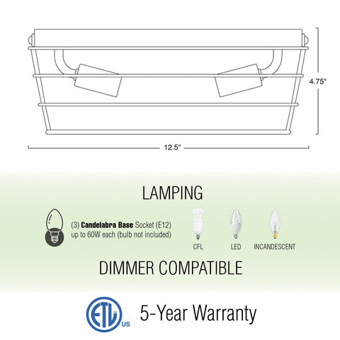 Presley 13" 3-Light Modern Farmhouse Flush Mount Ceiling Light