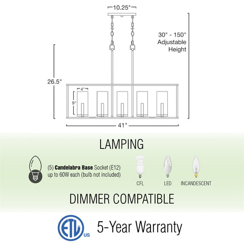 Keller 41" 5-Light Modern Island Light